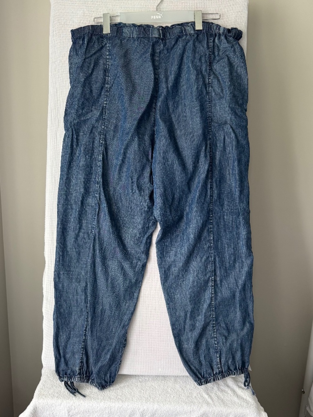 Jane & Delancey XL Drawstring Denim Chambray Cargo Pull On Pants Straight Boho